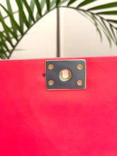 Load image into Gallery viewer, CHANEL Quilted Boy Patent Leather Old Medium Flap Bag in Neon Pink