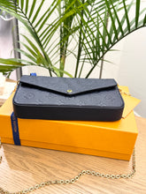 Load image into Gallery viewer, LOUIS VUITTON 2024 Félicie Pochette Empriente Leather Chain Crossbody Bag - Navy