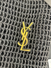 Load image into Gallery viewer, SAINT LAURENT 2024 Oxalis Leather-trimmed Raffia Shoulder Bag in Black