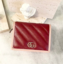 Load image into Gallery viewer, GUCCI GG Marmont Bi-Fold Compact Leather Wallet in Red