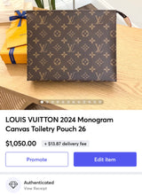 Load image into Gallery viewer, LOUIS VUITTON 2024 Monogram Canvas Toiletry Pouch 26