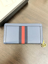 Load image into Gallery viewer, GUCCI Ophidia Calfskin Leather Zip Around Wallet in Blue Agata