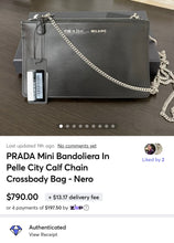 Load image into Gallery viewer, ▪️SOLD▪️PRADA Mini Bandoliera In Pelle City Calf Chain Crossbody Bag - Nero