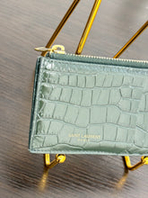 Load image into Gallery viewer, SAINT LAURENT Fragments Croc-effect Leather Zipped Card Case in Green