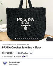 Load image into Gallery viewer, PRADA Crochet Tote Bag - Black