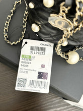 Load image into Gallery viewer, CHANEL 2021 Quilted Pearl Mini About Pearls Drawstring Bucket Bag in Black
