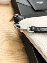 Load image into Gallery viewer, SAINT LAURENT Rive Gauche Linen Canvas Wristlet Pouch in Optic White