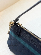 Load image into Gallery viewer, GUCCI GG Monogram Canvas Charm Web Pochette / Black
