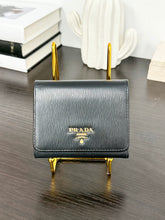 Load image into Gallery viewer, PRADA Vitello Move Trifold Wallet in Black