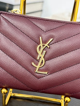 Load image into Gallery viewer, SAINT LAURENT Cassandre Matelasse Embossed Leather Bi-Fold Wallet in Burgundy