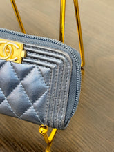 Load image into Gallery viewer, CHANEL 2020 Metallic Lambskin Quilted Boy Zip Around Wallet in Blue