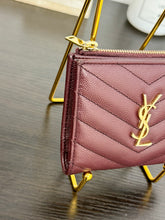 Load image into Gallery viewer, SAINT LAURENT Cassandre Matelasse Embossed Leather Bi-Fold Wallet in Burgundy