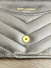 Load image into Gallery viewer, SAINT LAURENT YSL Monogram Ziptop Flap Grained Leather Card Case in Black