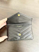 Load image into Gallery viewer, SAINT LAURENT YSL Monogram Ziptop Flap Grained Leather Card Case in Black
