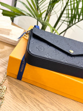 Load image into Gallery viewer, LOUIS VUITTON 2024 Félicie Pochette Empriente Leather Chain Crossbody Bag - Navy