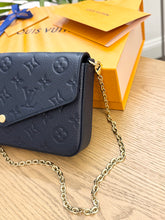 Load image into Gallery viewer, LOUIS VUITTON 2024 Félicie Pochette Empriente Leather Chain Crossbody Bag - Navy