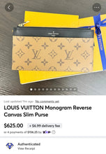 Load image into Gallery viewer, LOUIS VUITTON Monogram Reverse Canvas Slim Purse