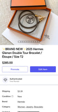 Load image into Gallery viewer, ✨BRAND NEW✨2025 Hermes Glenan Double Tour Bracelet / Étoupe / Size T2