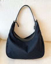 Load image into Gallery viewer, GUCCI GG Monogram Canvas Medium Charmy Hobo Bag / Black