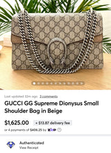 Load image into Gallery viewer, GUCCI GG Supreme Dionysus Small Shoulder Bag in Beige