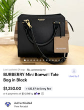Load image into Gallery viewer, BURBERRY Mini Banwell Tote Bag in Black