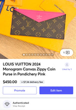 Load image into Gallery viewer, LOUIS VUITTON 2024 Monogram Canvas Zippy Coin Purse in Pondichery Pink