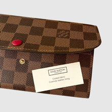 Load image into Gallery viewer, LOUIS VUITTON 2021 Damier Ebene Emilie Wallet In Rouge
