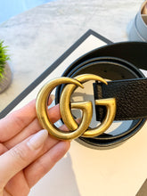 Load image into Gallery viewer, GUCCI GG Wide Leather Belt In Black 85-34
