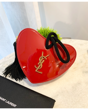 Load image into Gallery viewer, SAINT LAURENT Patent Leather Sac Coeur Heart Shape Clutch In Red