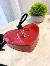 Load image into Gallery viewer, SAINT LAURENT Patent Leather Sac Coeur Heart Shape Clutch In Red