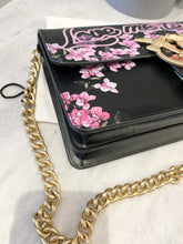 Load image into Gallery viewer, PINKO Love Me Tender Flowers Black Eco Leather Shoulder Bag In Black