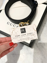 Load image into Gallery viewer, GUCCI Double G Buckle Skinny Leather Belt In Black 70/28