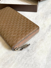 Load image into Gallery viewer, GUCCI Micro GG Guccissima XL Leather Zip Around Wallet in Dark Brown