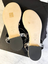 Load image into Gallery viewer, CHANEL CC Tweed Thong Sandals In Black/White (EU)37
