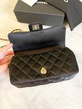 Load image into Gallery viewer, CHANEL Quilted Silk Mini Crossbody Bag In Black