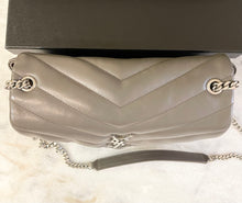 Load image into Gallery viewer, SAINT LAURENT Small Loulou Chain Shoulder Bag In Gray