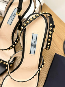 PRADA Studded Accents Leather Sandals - (EU)37.5