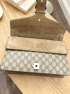 GUCCI GG Supreme Dionysus Small Shoulder Bag in Beige