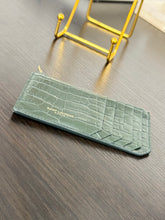 Load image into Gallery viewer, SAINT LAURENT Fragments Croc-effect Leather Zipped Card Case in Green
