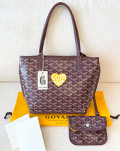 Load image into Gallery viewer, 💛 NEW! 2025 GOYARD Anjou Canvas Leather Reversible Mini Tote Bag / Burgundy
