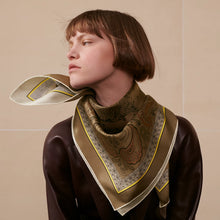Load image into Gallery viewer, Hermès 2025 Guepards Bandana Double Face Scarf 90 in Noir / Ardoise / Rose
