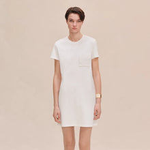 Load image into Gallery viewer, HERMES Embroidered Pocket Straight Dress in Plain Cotton Jersey / Blanc / EU36
