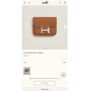 Hermès Constance Slim Wallet Gold Epsom / Silver Hardware