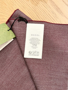 [SOLD] GUCCI 2023 GG Logo Wool Scarf in Burgundy