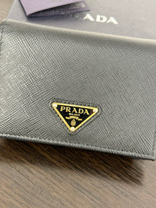 PRADA Small Saffiano Leather Wallet in Black