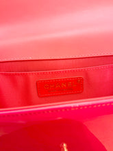 Load image into Gallery viewer, CHANEL Quilted Boy Patent Leather Old Medium Flap Bag in Neon Pink
