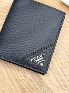 PRADA Men’s Saffiano Bi-Fold Wallet in Black