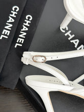 Load image into Gallery viewer, CHANEL 2023 SS Cruise Open Toe Pin Heel Sandals in White - EU38
