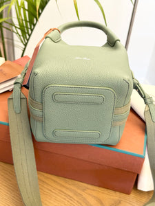 LORO PIANA 2024 Grained Calfskin Micro Bale Crossbody Bag in Green