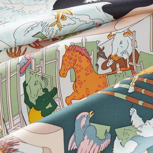 Hermès 2025 Academia Hippica Silk Scarf 90 in Noir / Ardoise / Rose Poudre